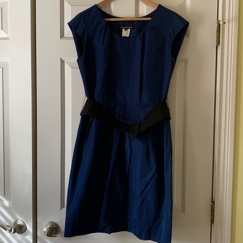 Lida Baday Classic Blue Polyester/Silk Dress